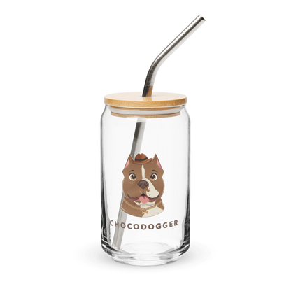 Can-shaped glass with metal straw