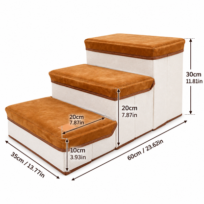 3-Step Dog Stairs for Couch and Bed with Hidden Storage