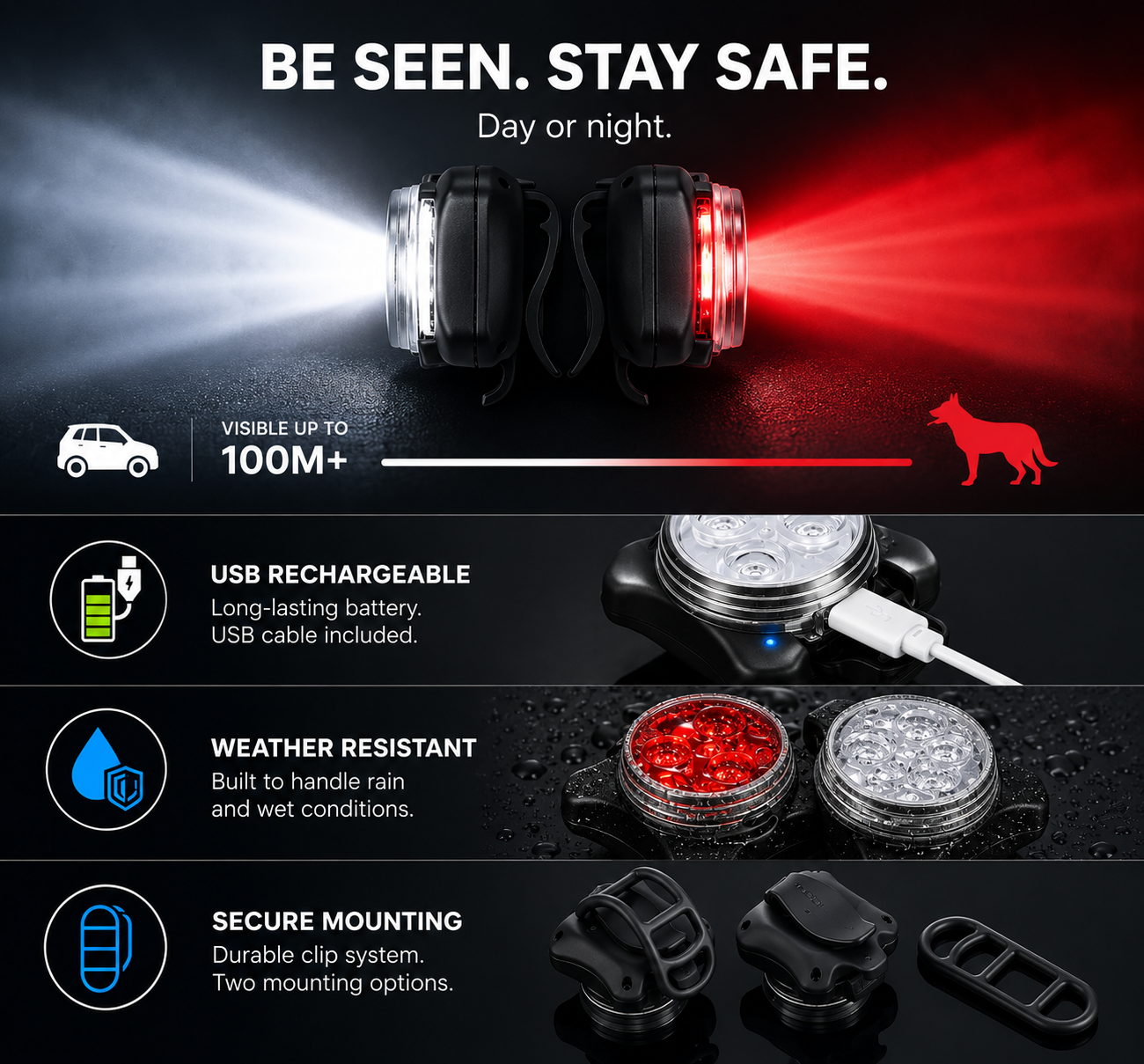 Clip-on LED Dog Collar Light