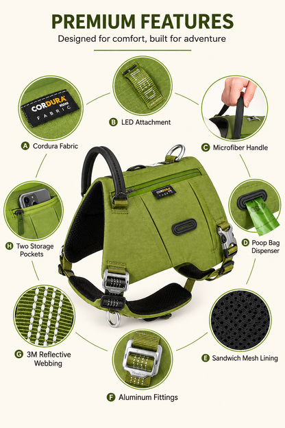Premium Cordura Dog Harness with Reflective Straps