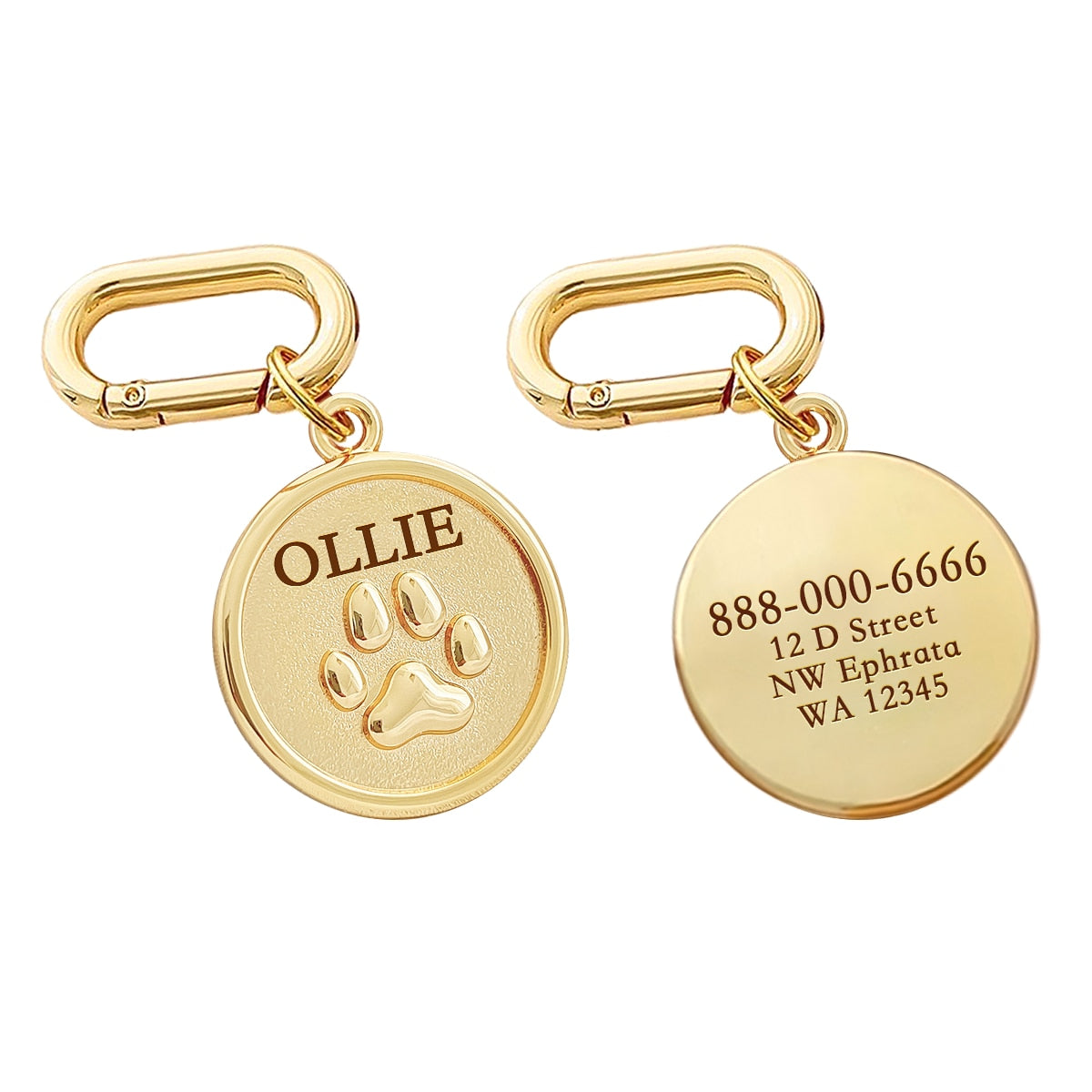 Custom ID Tag Paw Print - Chocodogger Gold