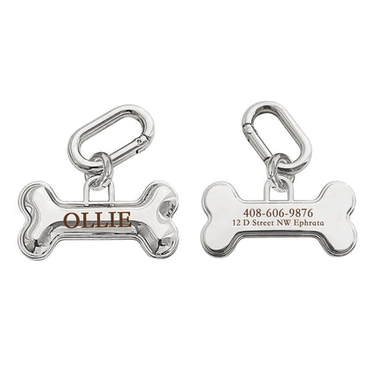 Custom ID Tag Bone - Chocodogger Silver / Large dog