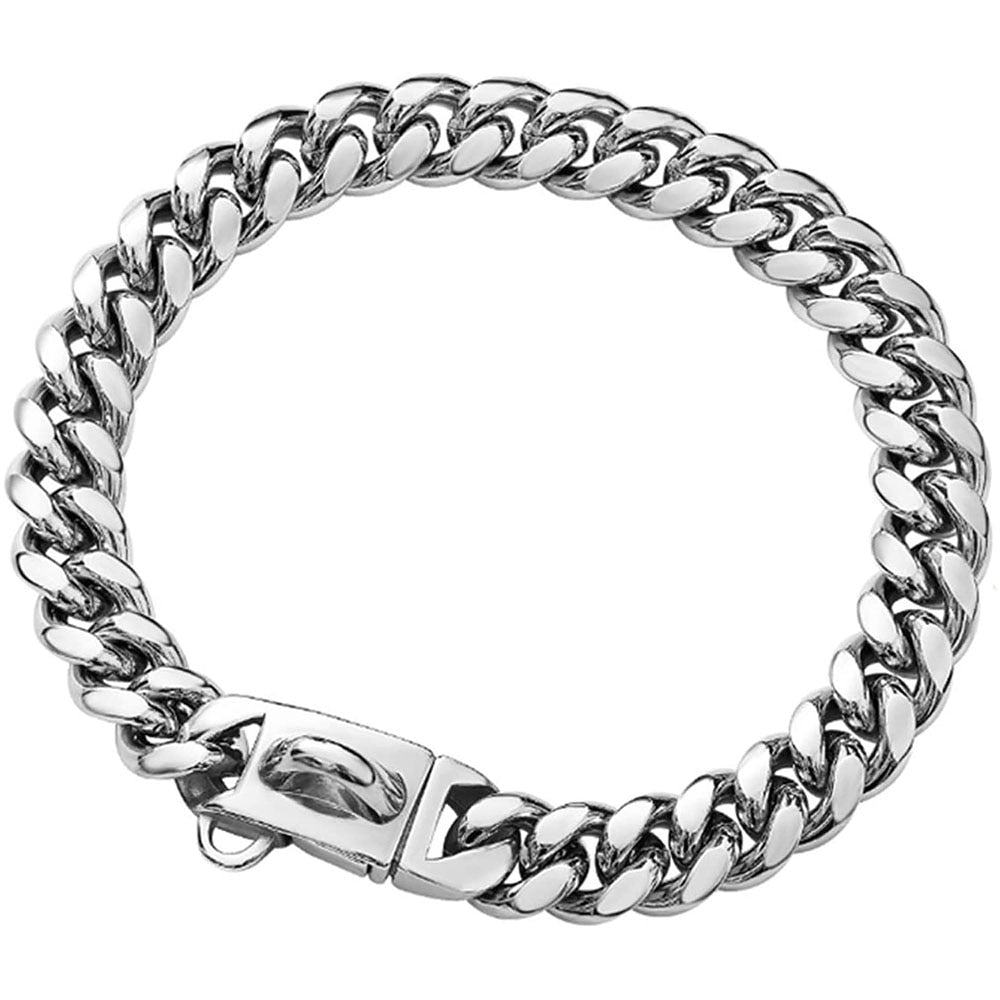 CHOCOGOLD ™ 15MM Cuban Chain Collar - Chocodogger Silver / 10inch (25.4cm)