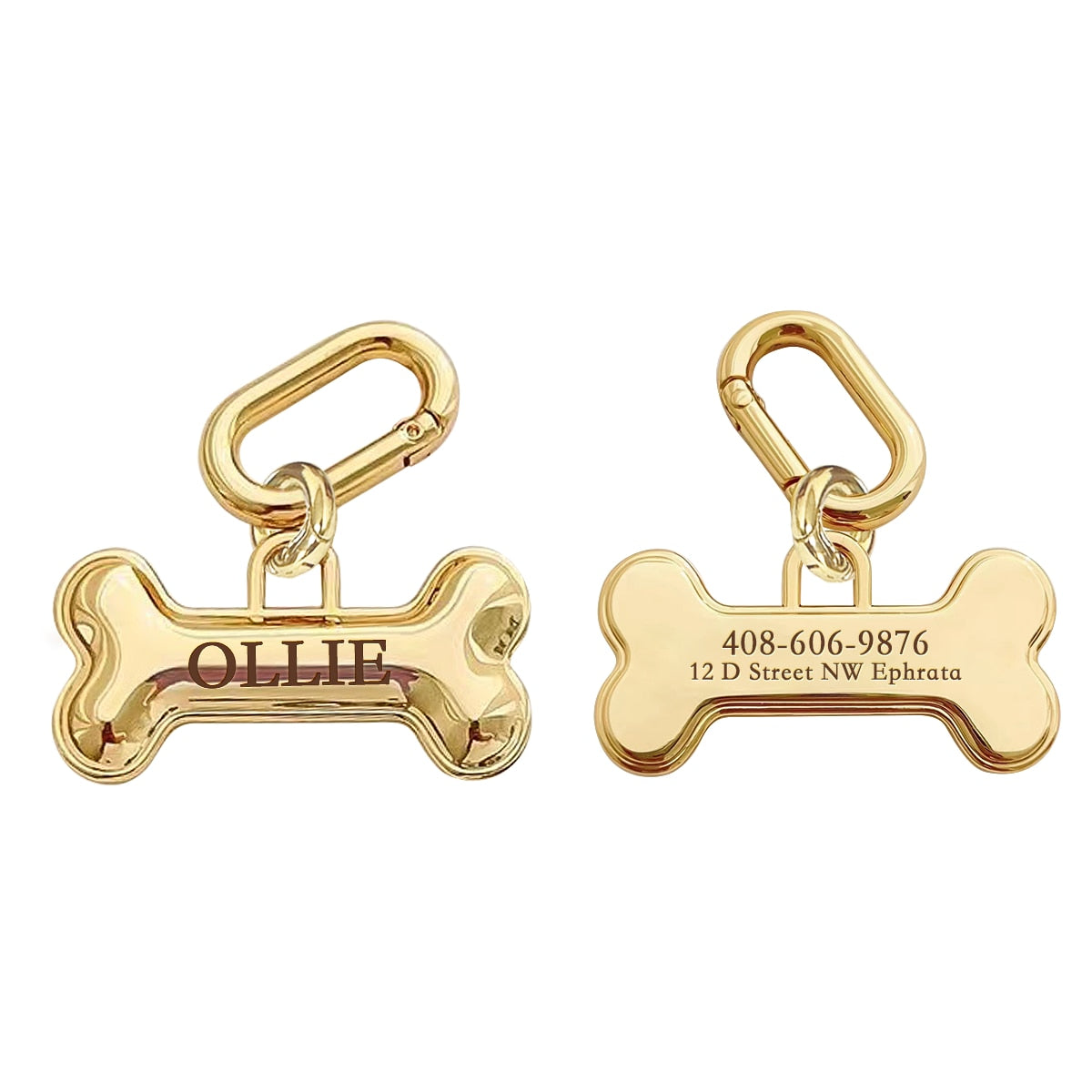 Custom ID Tag Bone - Chocodogger Gold / Small dog