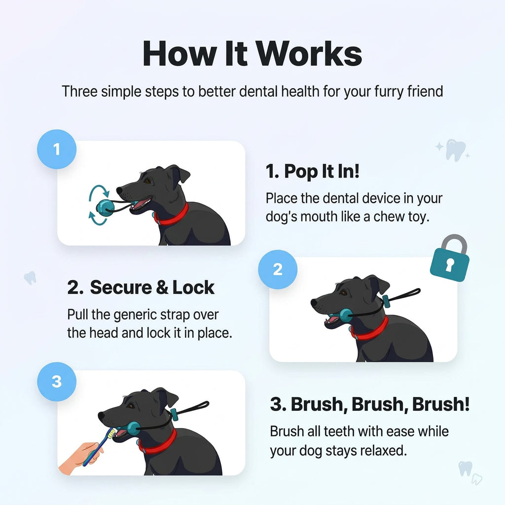 Dog Toothbrushing Aid with Textured Bite Bar
