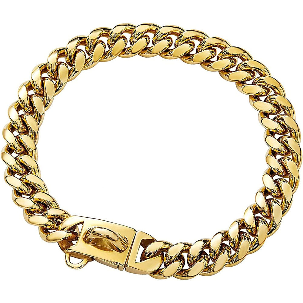 CHOCOGOLD ™ 15MM Cuban Chain Collar - Chocodogger Gold / 10inch (25.4cm)