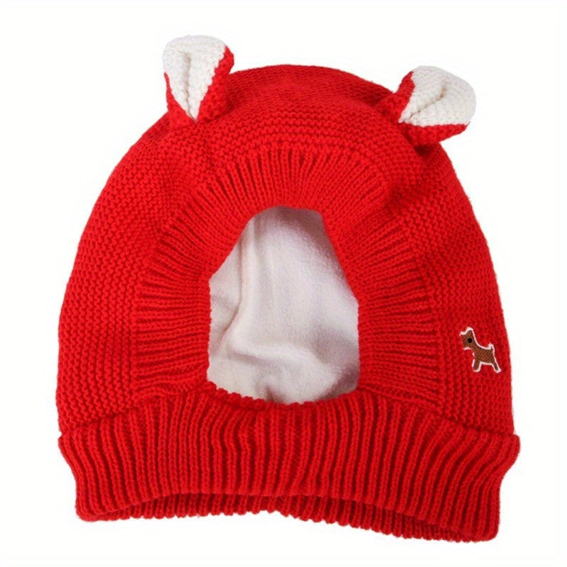 Knitted Bunny Hat - Chocodogger Red